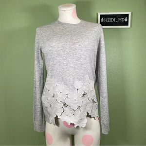 TED BAKER Jaya Gray Wool Cashmere Lace Sweater